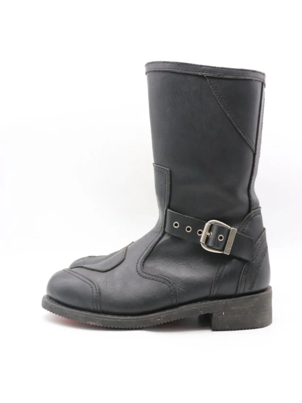 Harley Davidson Men's size 8.5 Black Leather Moto Riding Buckle Boots 95240